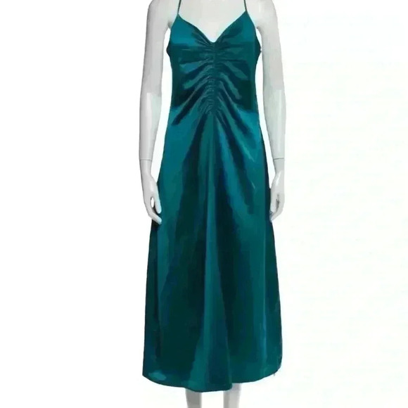Jason Wu Satin Slip Dress Ruched Midi Size Large - Picture 1 of 11